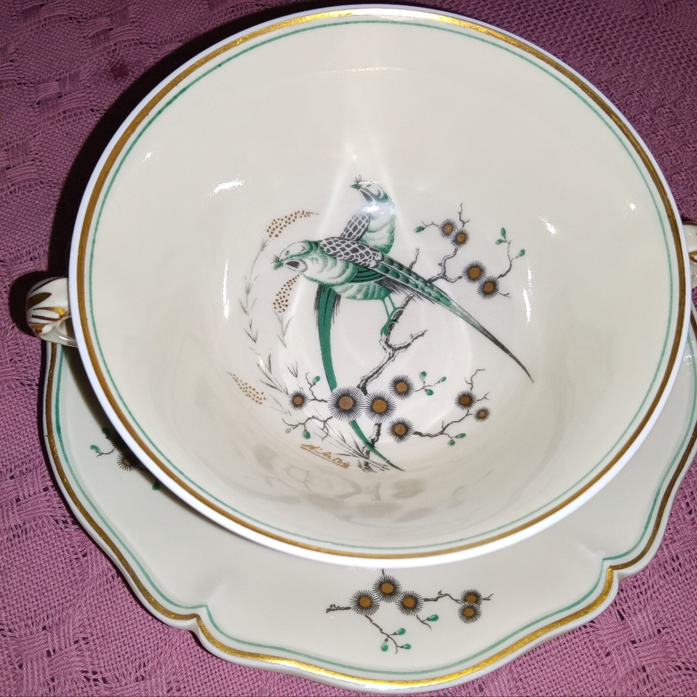 Royal Limoges French bone country China cup and saucer